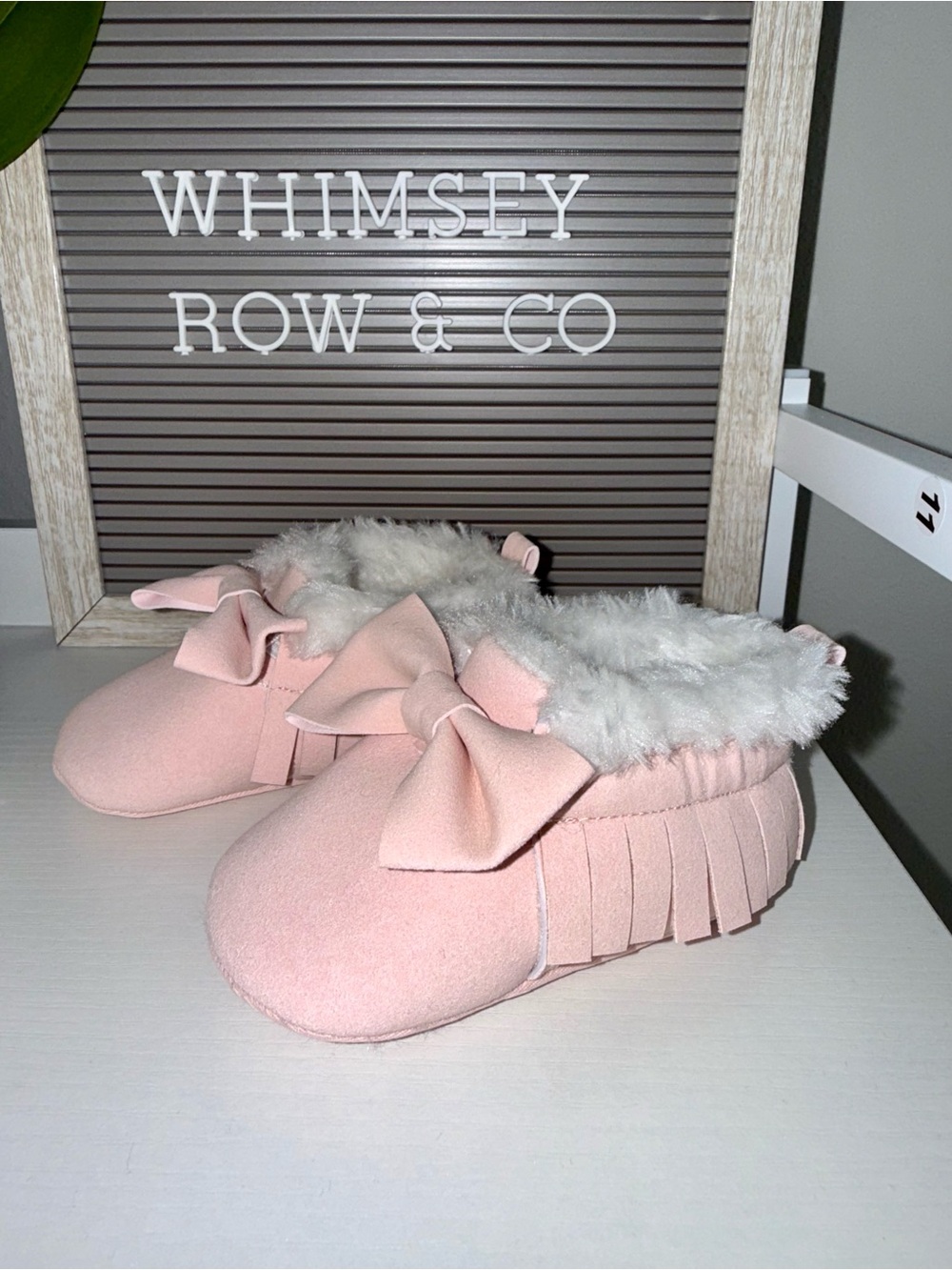 Lucky Brand Pink Faux-Fur Bow Moccasins for Kids